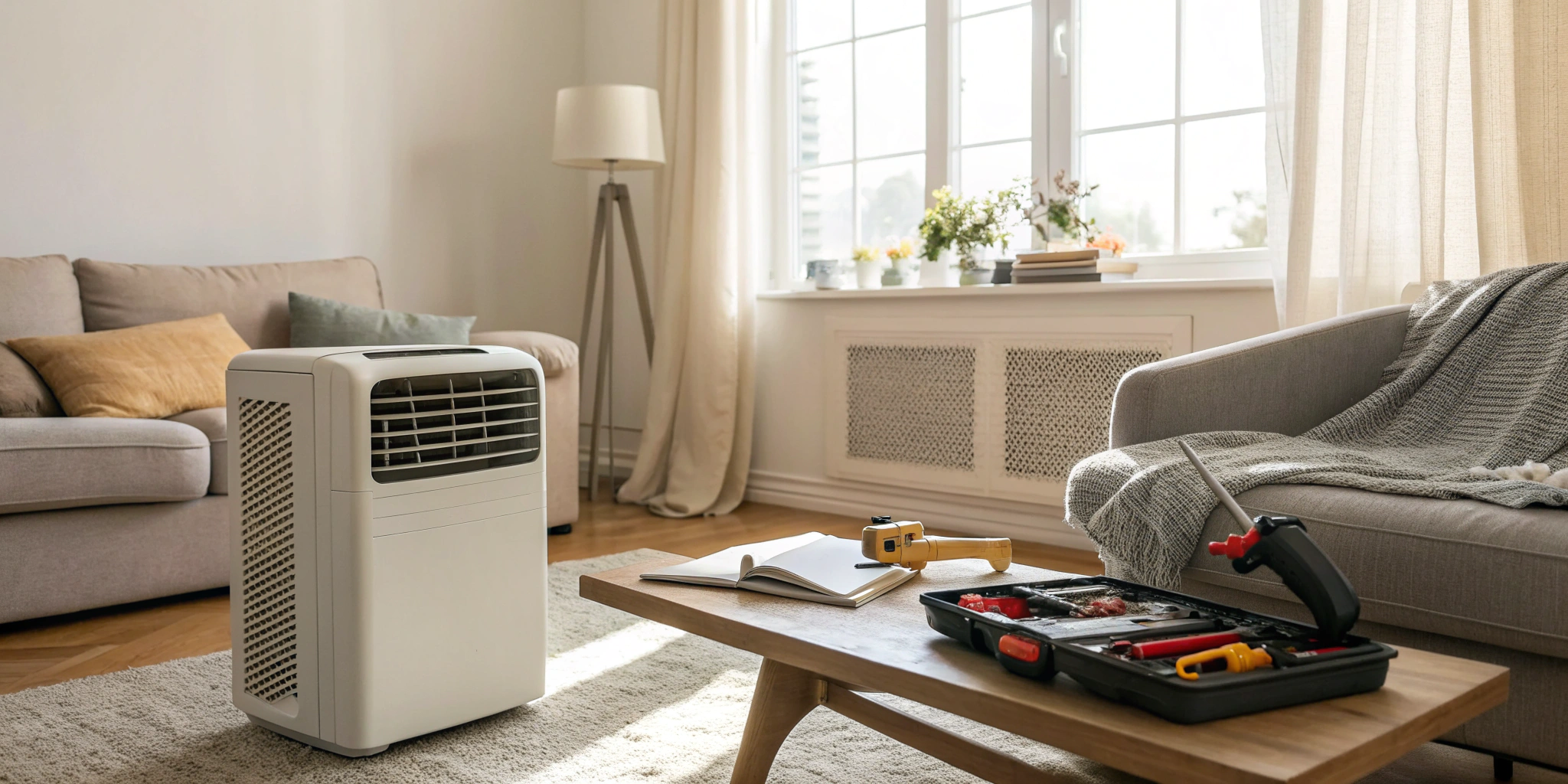 AC running but not cooling in an apartment with tools for a DIY fix.