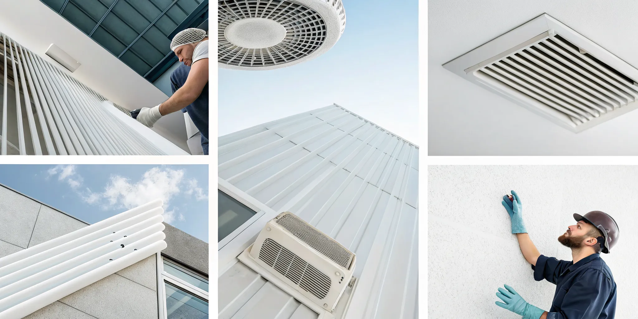 Technician inspecting an outdoor AC unit for reasons the air conditioner isn't cooling.