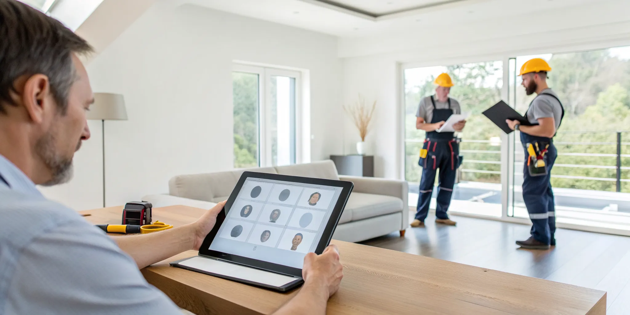 Man on a laptop researching the best central air repair companies.
