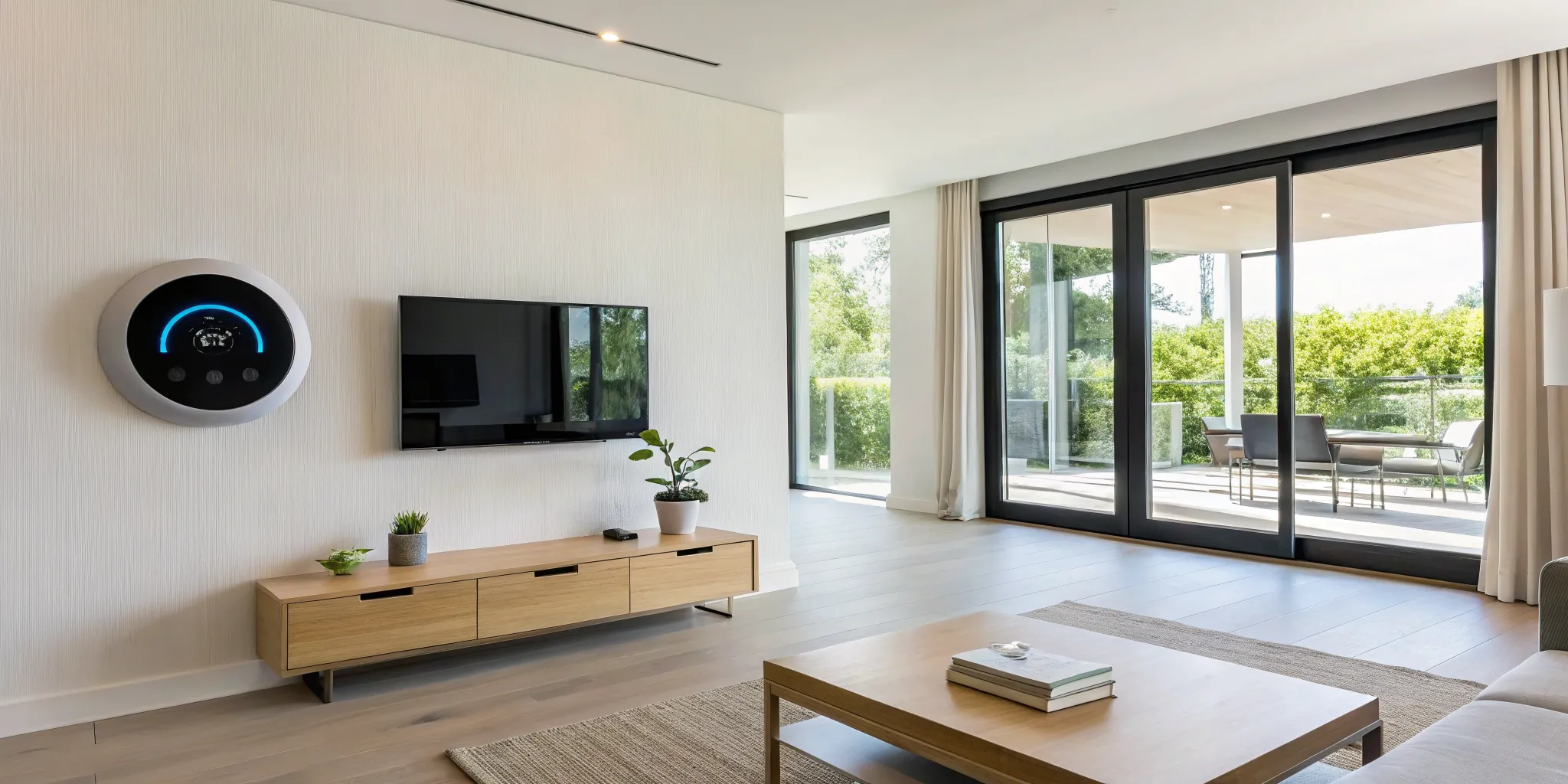 A new HVAC system in a living room, a primary factor in the total installation cost.