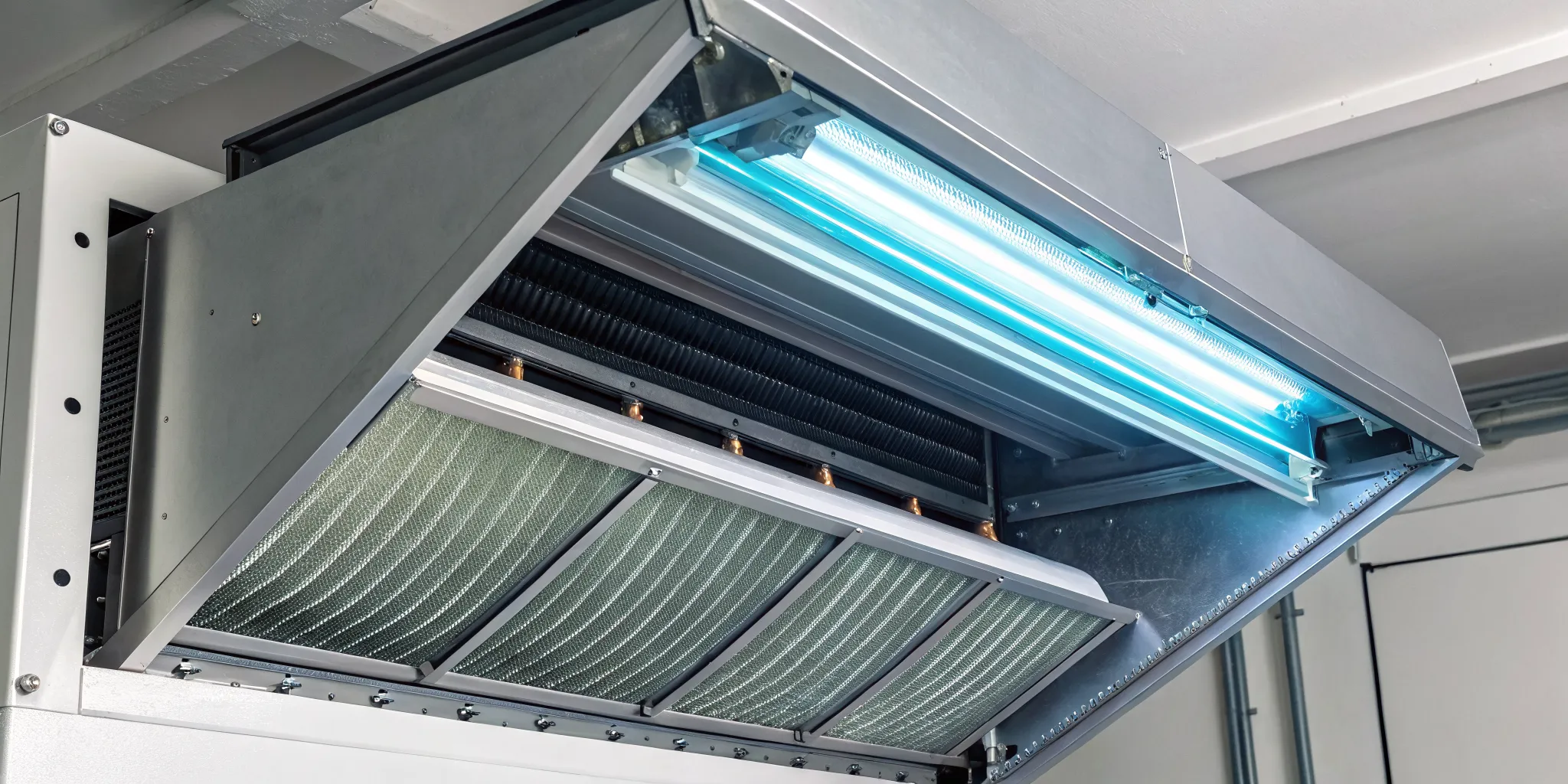 A UV light for an AC system installed to kill germs and improve air quality.