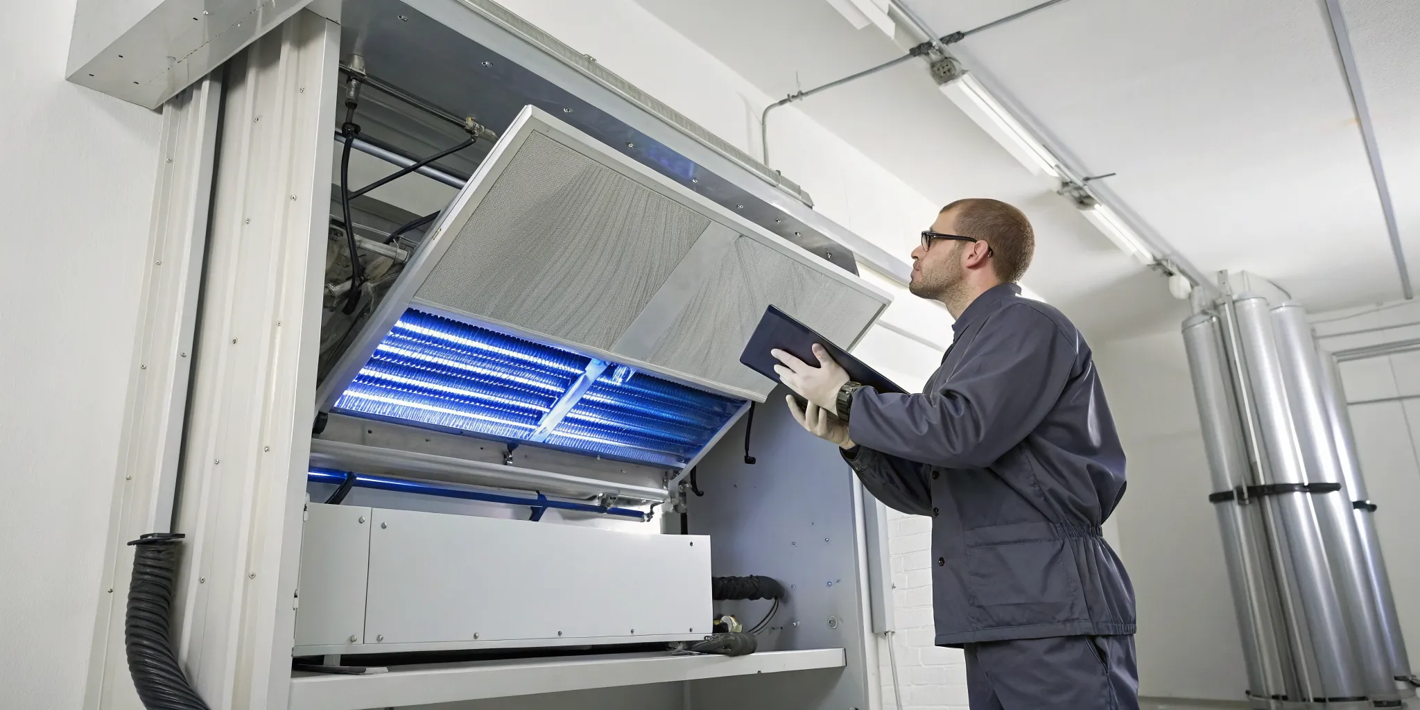 HVAC technician performing a UV light installation, factoring into the final cost.